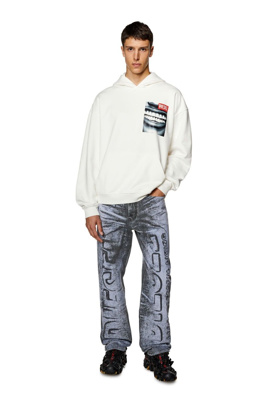 Men Diesel Sweaters | S-Nabel-Hood-Face White