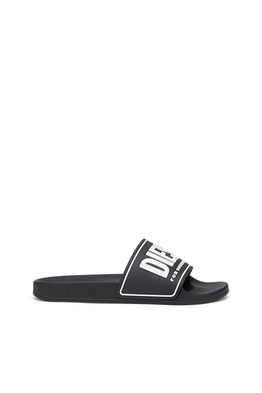 Men Diesel Rubber Slides | Sa-Mayemi Cc Black/White