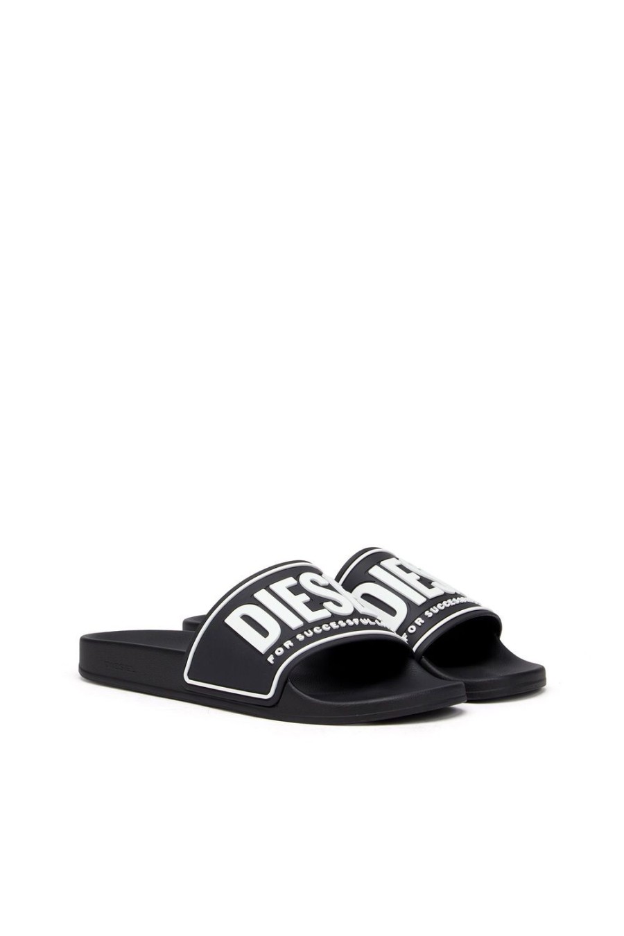 Men Diesel Rubber Slides | Sa-Mayemi Cc Black/White