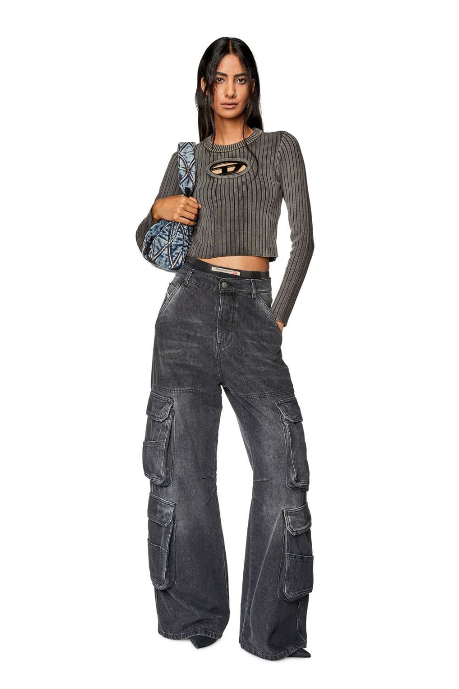 Women Diesel Jeans | Straight Jeans 1996 D-Sire 0Hlaa Black/Dark Grey