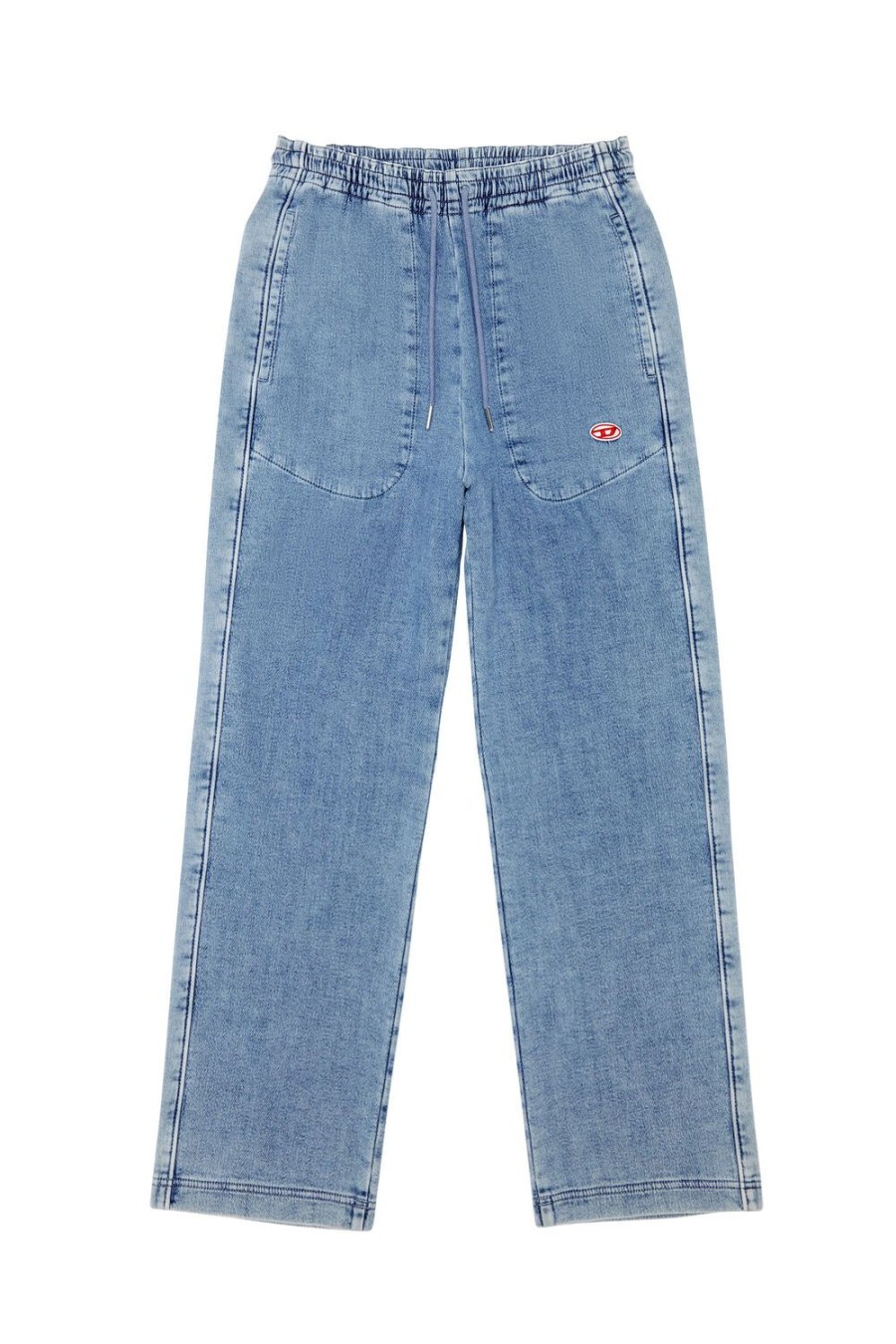 Women Diesel Jeans | Straight D-Martians Track Denim 09D01 Light Blue