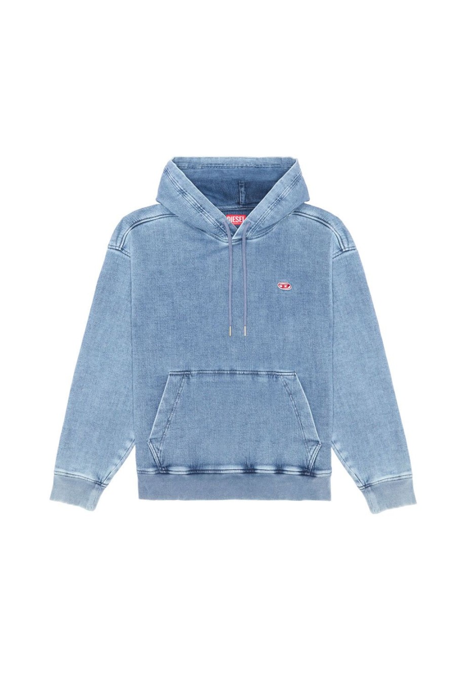 Men Diesel Sweaters | D-Um-Rib Track Denim Hoodie Light Blue