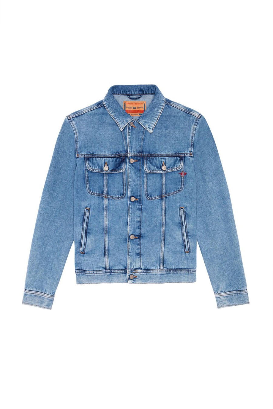 Men Diesel Outerwear And Jackets | D-Barcy Trucker Jacket Medium Blue