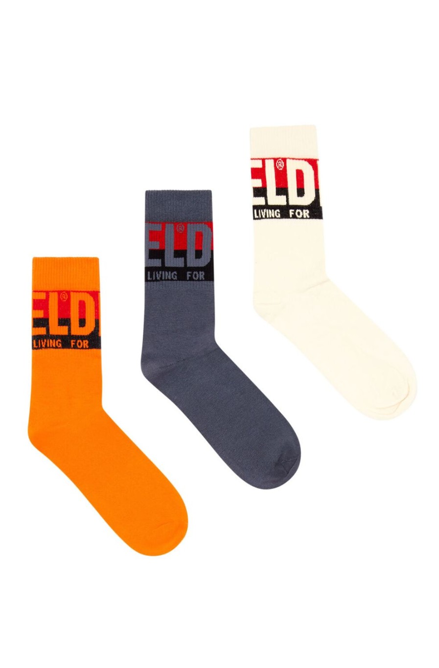 Men Diesel Socks | Skm-Ray-Threepack Orange/White