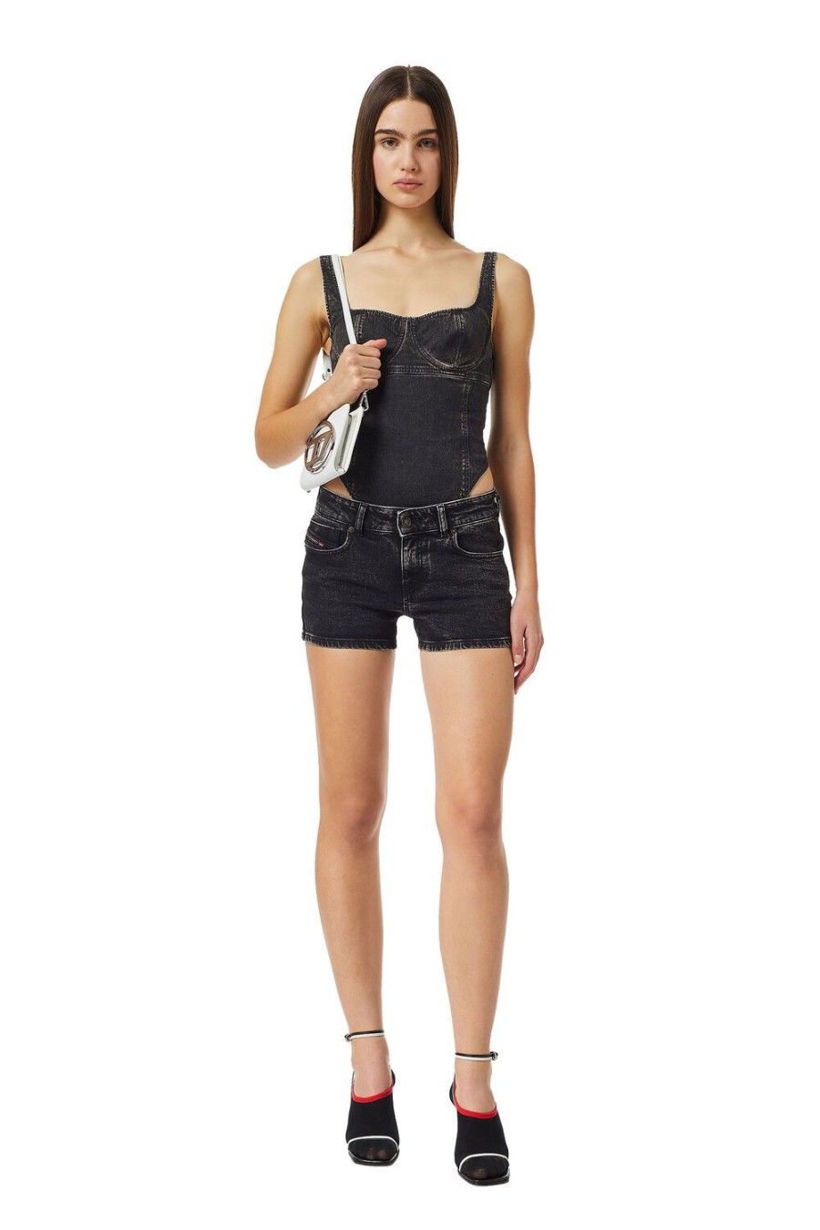 Women Diesel Trousers And Shorts | De-Lyla Short Pants Black/Dark Grey