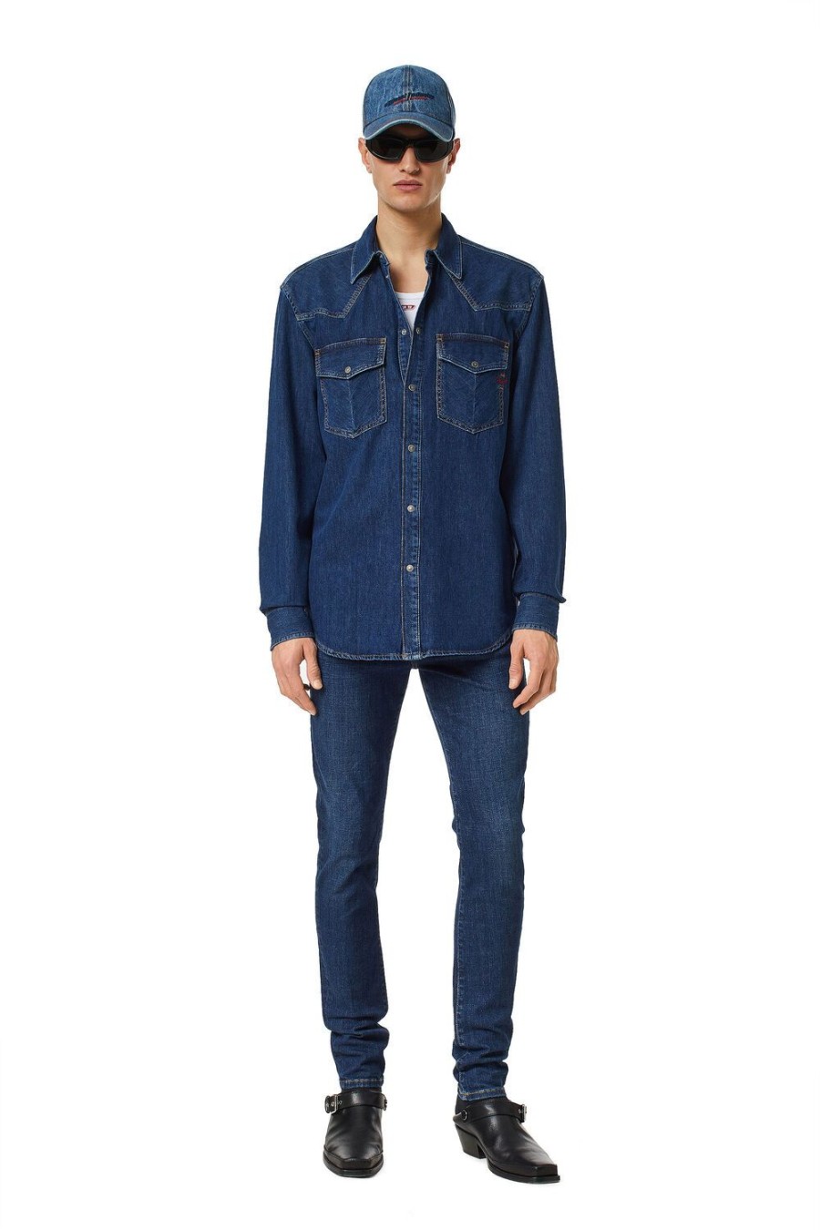 Men Diesel Shirts | D-Ocean Western Shirt Dark Blue