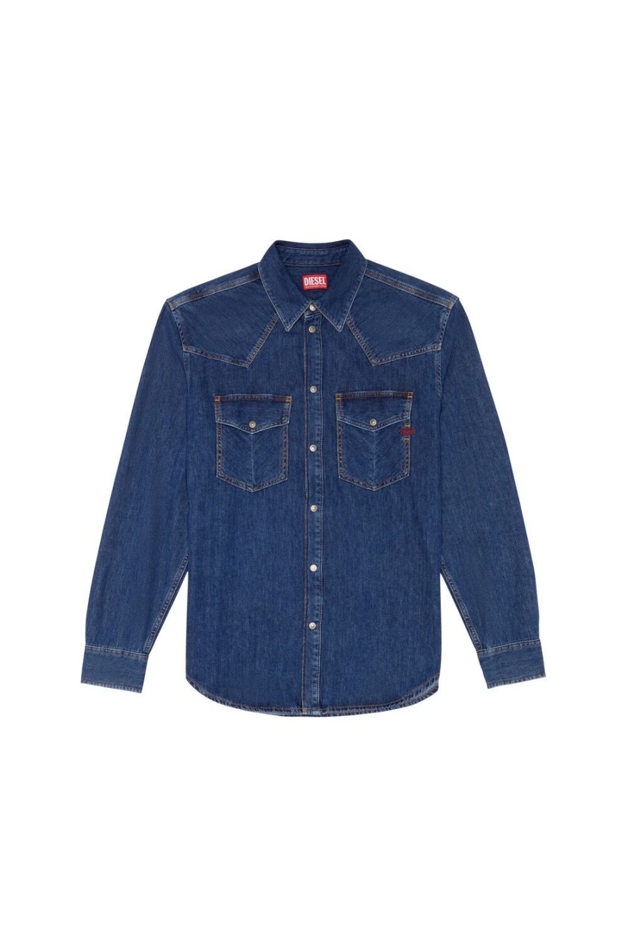 Men Diesel Shirts | D-Ocean Western Shirt Dark Blue