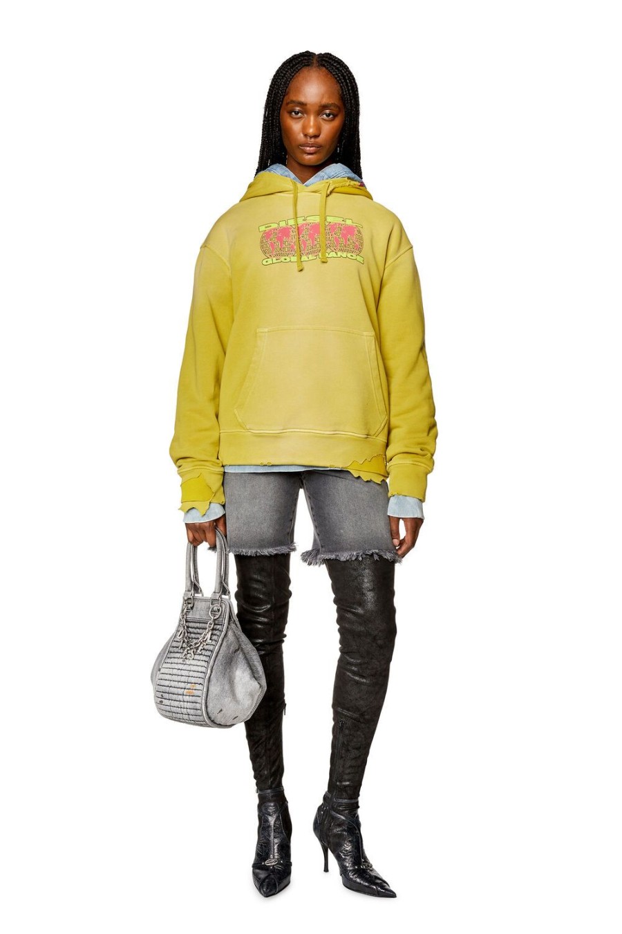 Women Diesel Sweaters | F-Maxinne-Hood-Dob Yellow