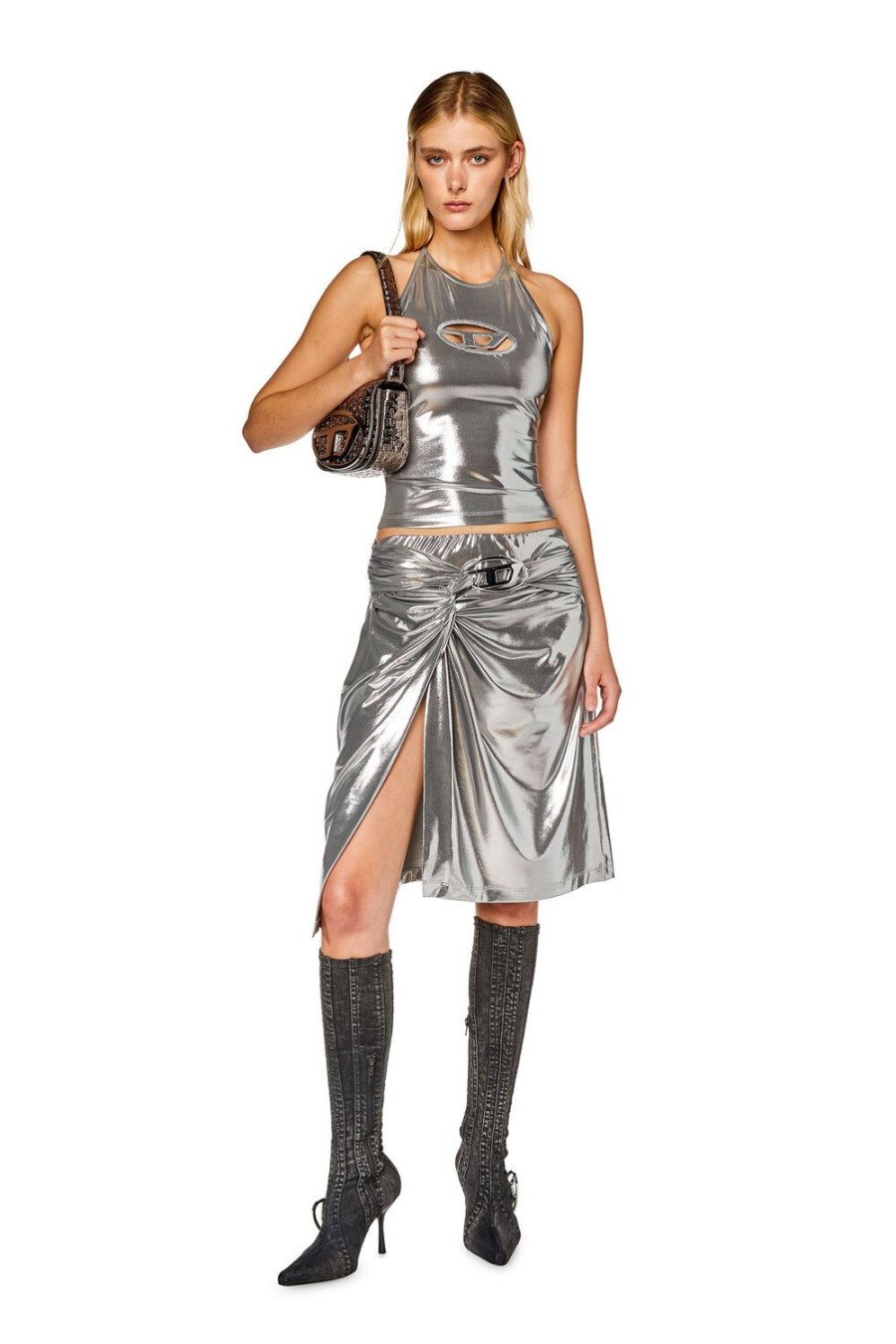 Women Diesel Skirts | O-Melt Silver