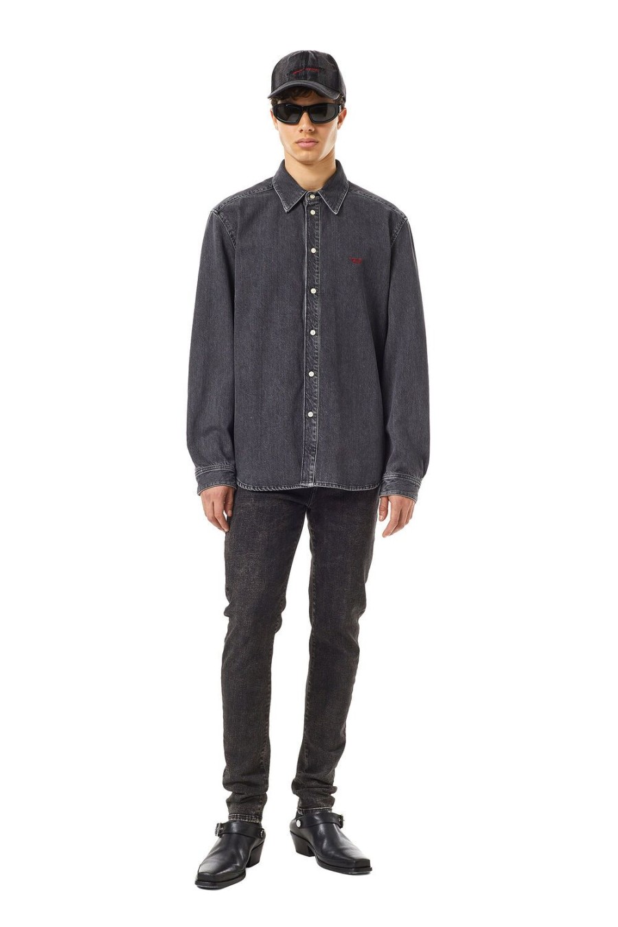 Men Diesel Shirts | D-Simply Basic Shirt Black/Dark Grey