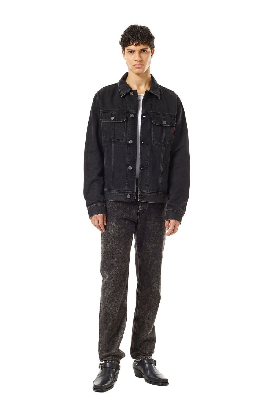 Men Diesel Outerwear And Jackets | D-Barcy Trucker Jacket Black/Dark Grey