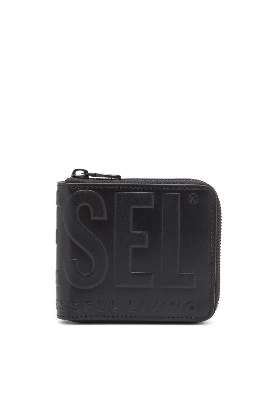 Men Diesel Wallets | Dsl 3D Bi-Fold Coin Zip Xs Black