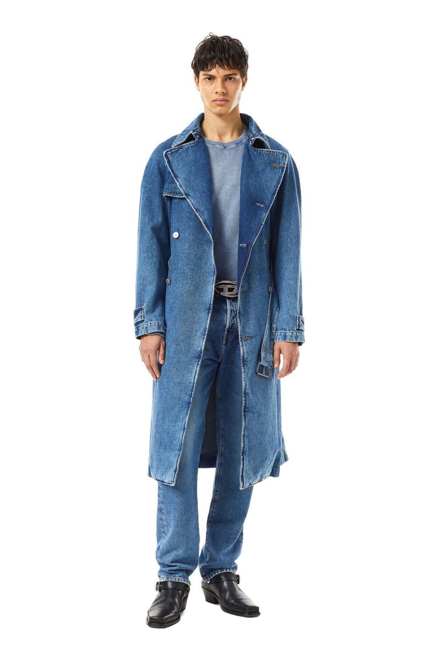 Women Diesel Outerwear And Jackets | D-Delirious Double Breasted Trench Coat Medium Blue