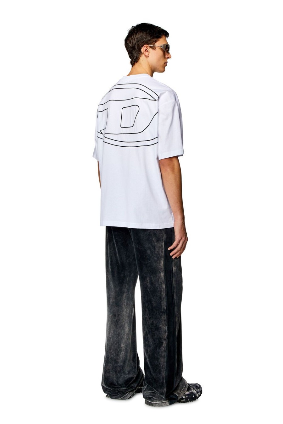 Men Diesel T-Shirts | T-Boggy-Megoval-D White/Black