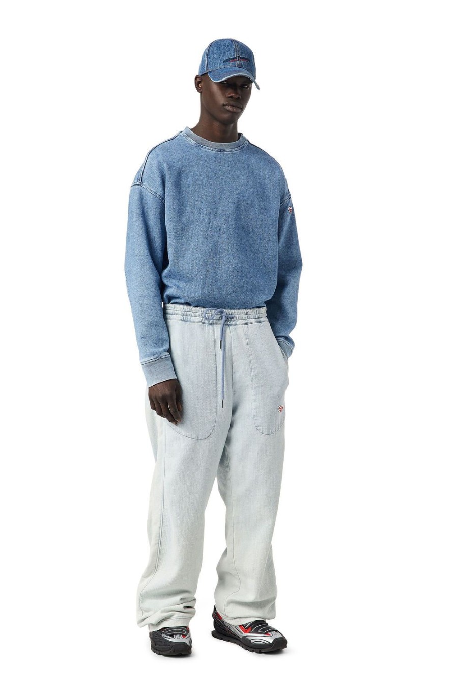 Men Diesel Sweaters | D-Krib Track Denim Sweatshirt Light Blue