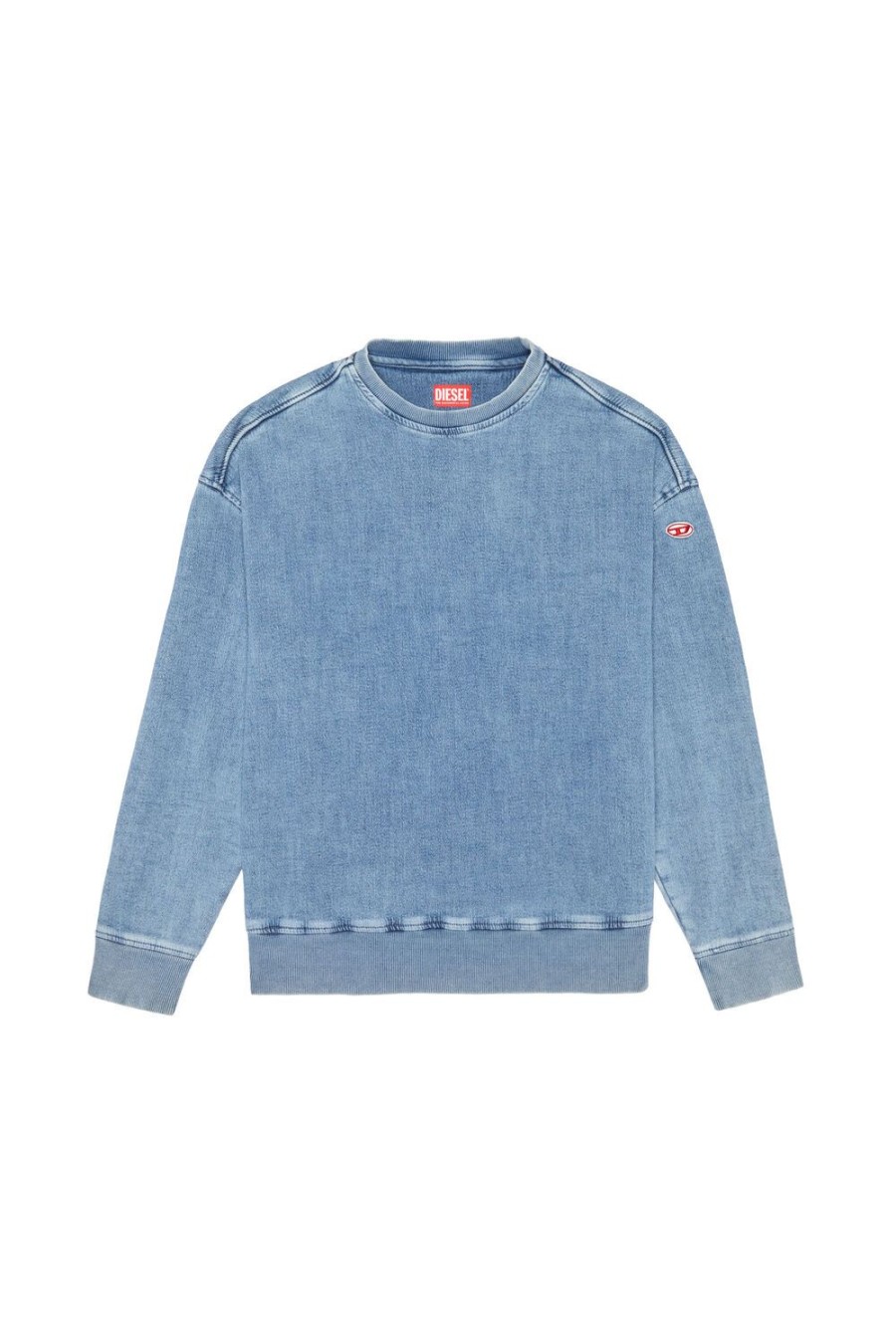 Men Diesel Sweaters | D-Krib Track Denim Sweatshirt Light Blue