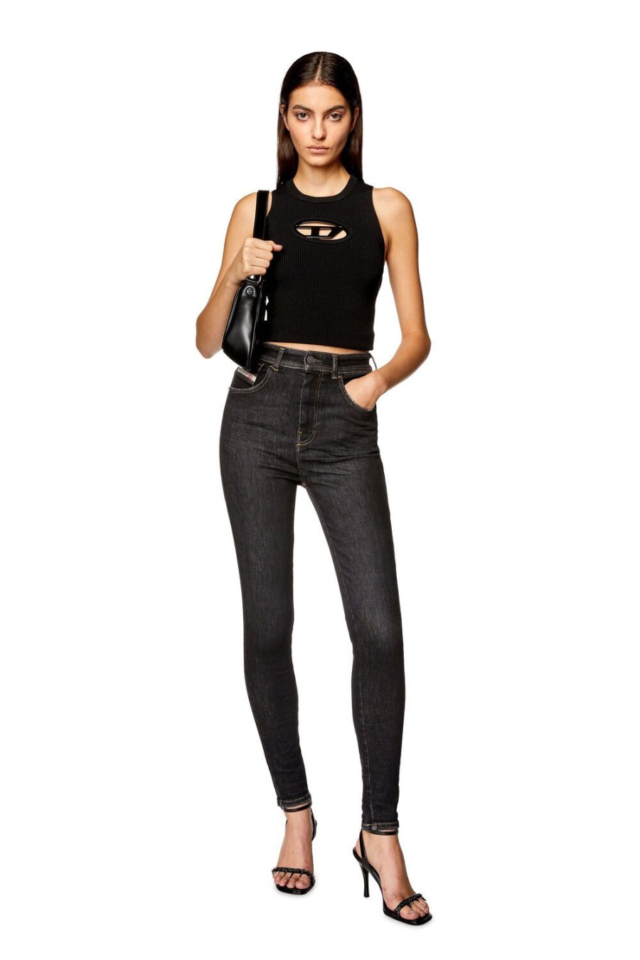 Women Diesel Jeans | Super Skinny Jeans 1984 Slandy-High 09H89 Black/Dark Grey