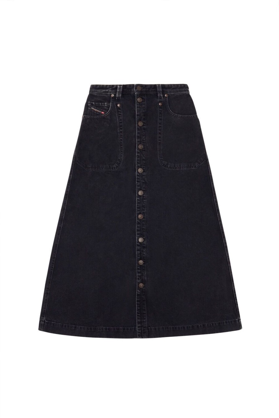 Women Diesel Skirts | De-Albus-L A-Line Long Skirt Black/Dark Grey