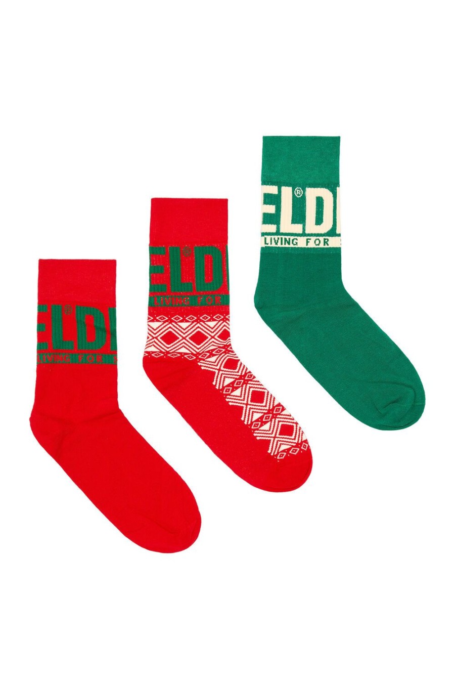 Men Diesel Socks | Skm-Ray-Threepack Red/Green