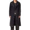 Men Diesel Outerwear And Jackets | D-Delirious Double Breasted Trench Coat Black/Dark Grey