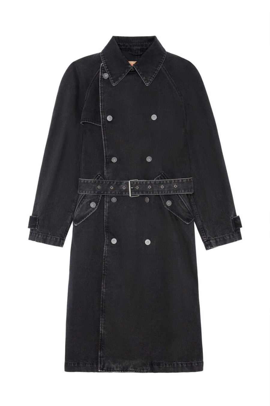 Men Diesel Outerwear And Jackets | D-Delirious Double Breasted Trench Coat Black/Dark Grey