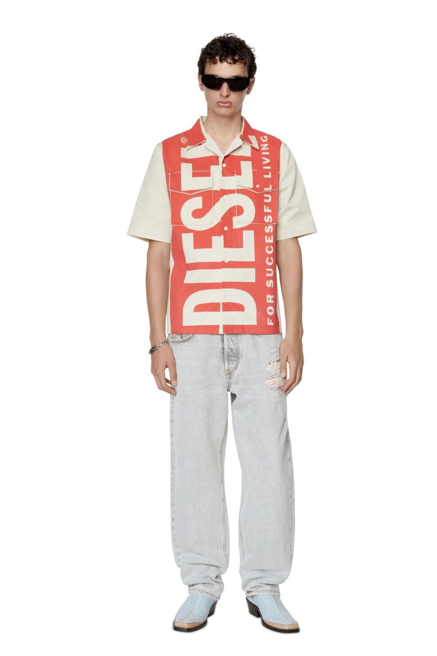 Men Diesel Shirts | S-Mac-22 White/Red