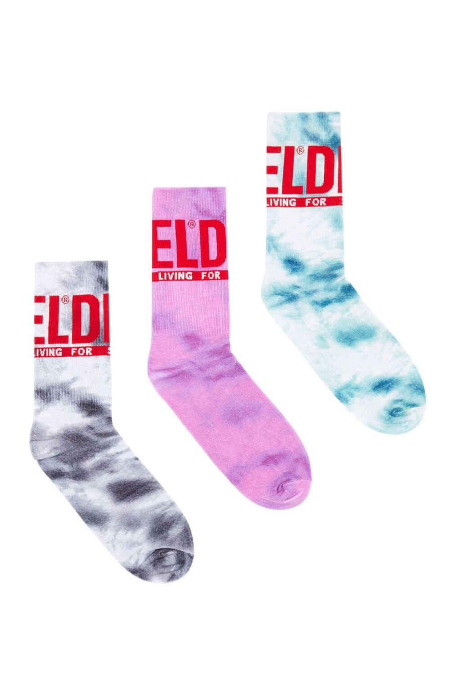 Men Diesel Socks | Skm-Ray-Threepack White/Violet