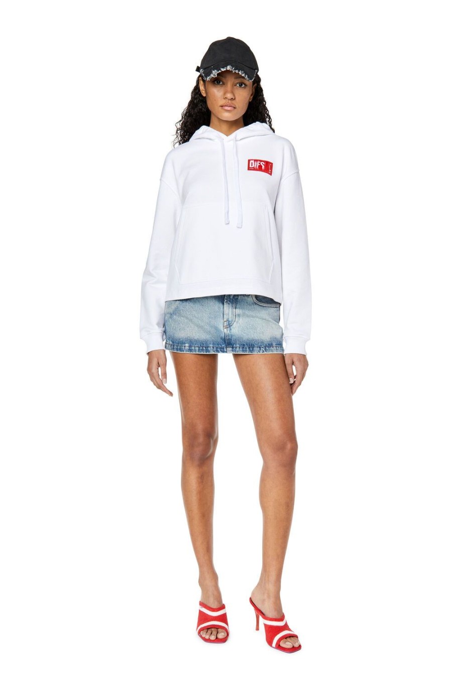 Women Diesel Sweaters | F-Jaralabel-Hood White